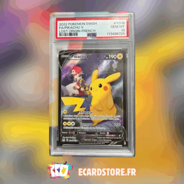 PIKACHU V TG16/TG30 – PSA 10 – ORIGINE PERDUE